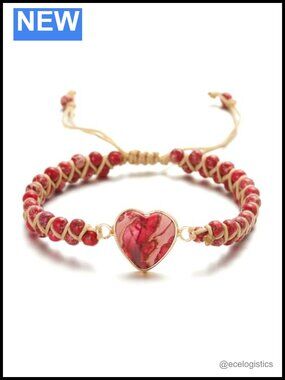 Handmade Jasper Heart Chakra Bracelet Adjustable Leather Wrap Meditation